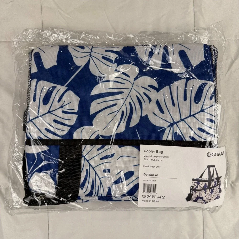 Speaqua Cooler Bag OS Blue Tropical‎ Monstera Leaf Print Insulated NEW